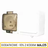 Gniazdo n/t 1x2P+Z klapka dymna+włącz 1bieg IP44
