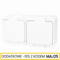 Gniazdo n/t 2x2P+Z klapka biała IP44