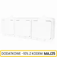 Gniazdo n/t 3x2P+Z klapka biała IP44
