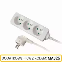 Przedłużacz stały, trzy gniazda 3x2p+Z, 10A 3M
