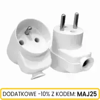 Wtyczka kątowa 2p+Z 16A 250V z gniazdem biała