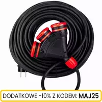 Przedłużacz gumowy HI-TEK, 3 gniazda, 3x2.5mm, 20m