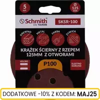 Krążek ścierny z rzepem 125mm z otworami P100 5szt