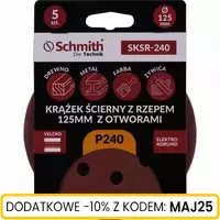 Krążek ścierny z rzepem 125mm z otworami P240 5szt