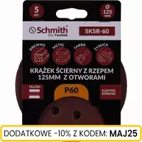 Krążek ścierny z rzepem 125mm z otworami P60 5szt