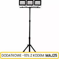 Naświetlacz LED 3x50W slim z czarnym statywem