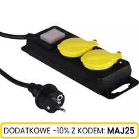Przedłużacz warsztatowy z wyłącznikiem dwugniazdowy przewód 3x1,5mm, 5M