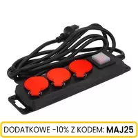 Przedłużacz gumowy z wyłącznikiem 3 gn. 5m, Długość: 5, Liczba gniazd: 3 Schmith