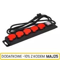 Przedłużacz gumowy z wyłącznikiem 5 gn. 5m, Długość: 5, Liczba gniazd: 5 Schmith