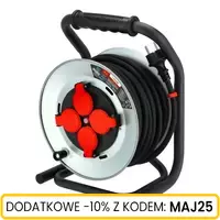 Przedłużacz bębnowy metalowy, gumowy 3x2,5mm 40m, Długość: 40, Liczba gniazd: 4 Schmith