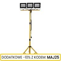 Naświetlacz LED 3x50W slim z żółtym statywem Schmith
