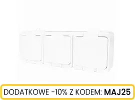 Gniazdo n/t 3x2P+Z klapka biała IP44