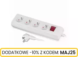 Przedłużacz z wyłącznikiem, cztery gniazda z uziemieniem 1,5M