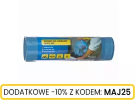 Worki na odpady z taśmą LDPE 60l (15sztuk w rolce)