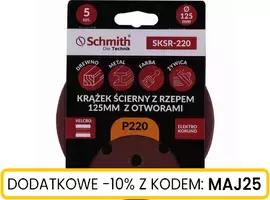Krążek ścierny z rzepem 125mm z otworami P220 5szt