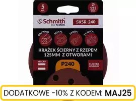 Krążek ścierny z rzepem 125mm z otworami P240 5szt