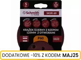 Krążek ścierny z rzepem 125mm z otworami P60 5szt