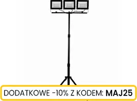 Naświetlacz LED 3x50W slim z czarnym statywem