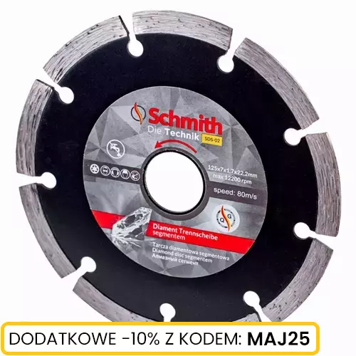 Tarcza diamentowa do materiałów ściernych i kamienia segmentowa 125x22,2x1,7 marki Schmith