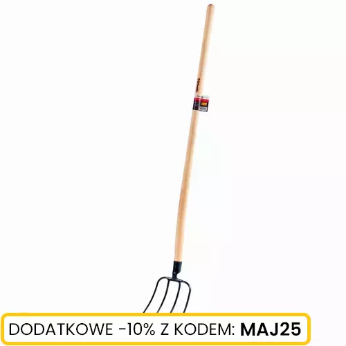 Widły gospodarcze 4-zębne z drewnianym trzonkiem