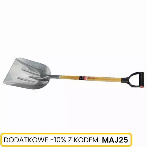 Łopata aluminiowa z drewnianym trzonkiem