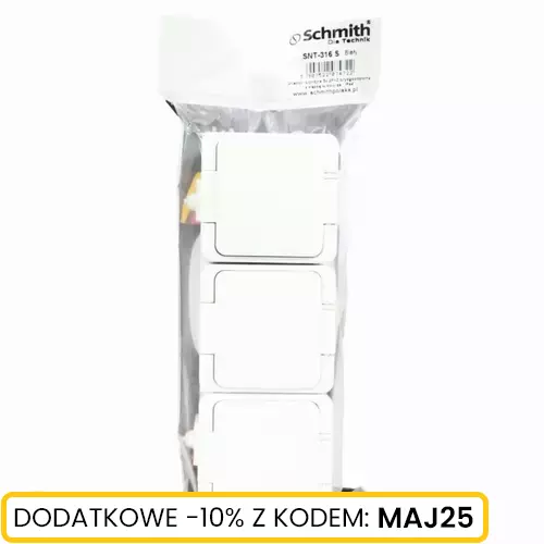 Gniazdo n/t 3x2P+Z klapka biała IP44 Schmith