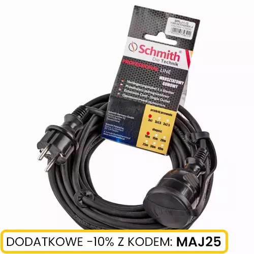 Przedłużacz gumowy, przewód 3x2,5mm, 10m