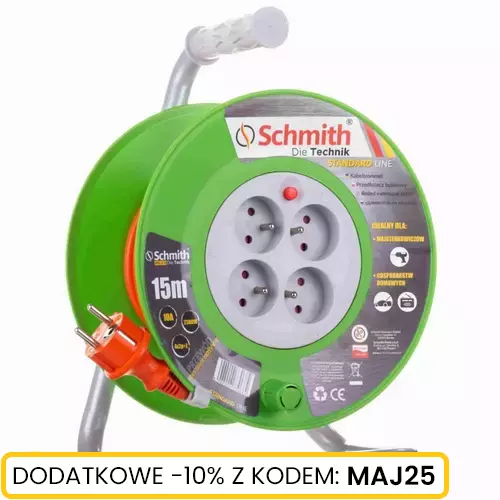 Przedłużacz bębnowy o długości 15m 3x1,5mm Stand Line Schmith