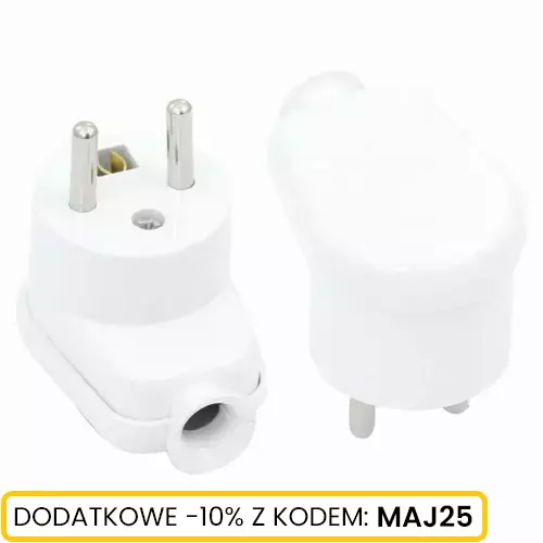 Wtyczka kątowa 2p+Z 16A 250V biała Schmith