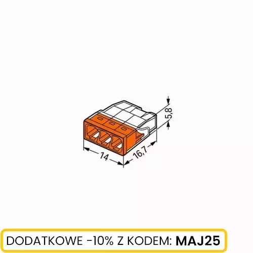 Złączka WAGO przewód max 2,5mm2x3 20szt Schmith