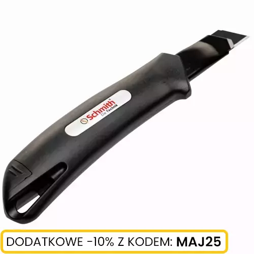Nóż ręczny z czarnym ostrzem łamanym 18mm marki Schmith