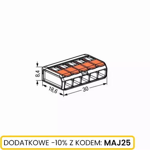 Złączka WAGO przewód/linka max 4mm2x5 20szt Schmith