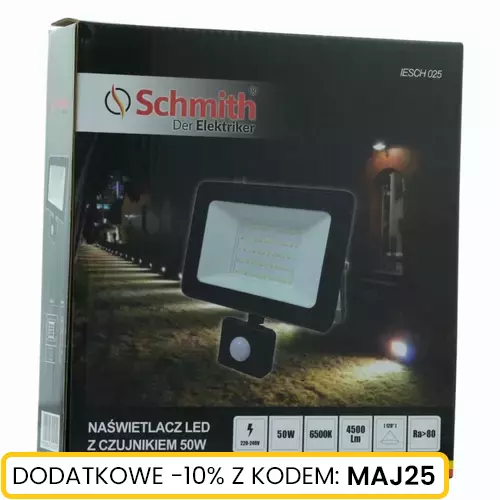 Naświetlacz LED 50W z czujnikiem ruchu czarny marki Schmith