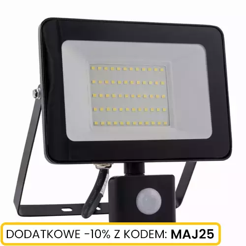Naświetlacz LED 50W z czujnikiem ruchu czarny