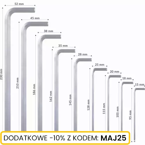 Komplet kluczy imbusowych przedłużanych 9 szt Schmith