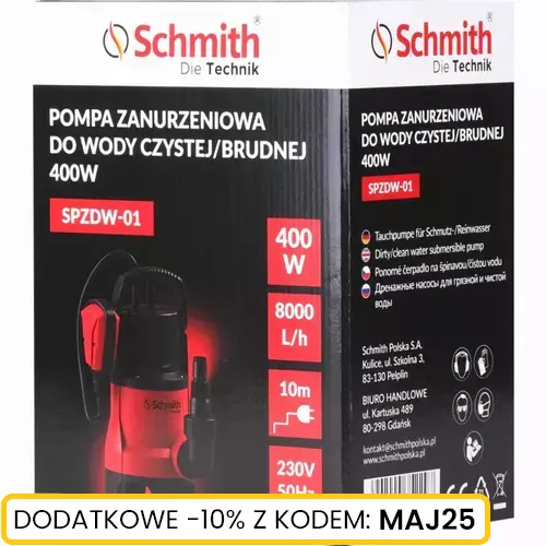 Pompa zanurzeniowa do wody czystej/brudnej 400 W marki Schmith SPZDW-01 3