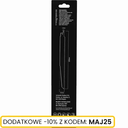 Brzeszczoty do piły szablastej HCS 50CRV 225mm  2 Schmith