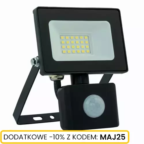 Naświetlacz LED 20W z czujnikiem ruchu czarny
