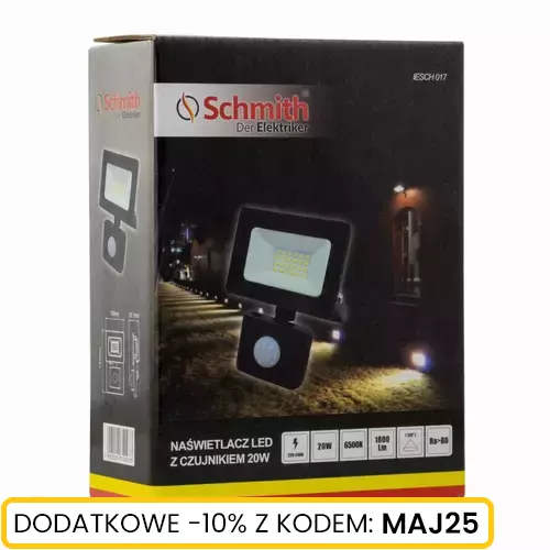 Naświetlacz LED 20W z czujnikiem ruchu czarny marki Schmith IESCH 017.