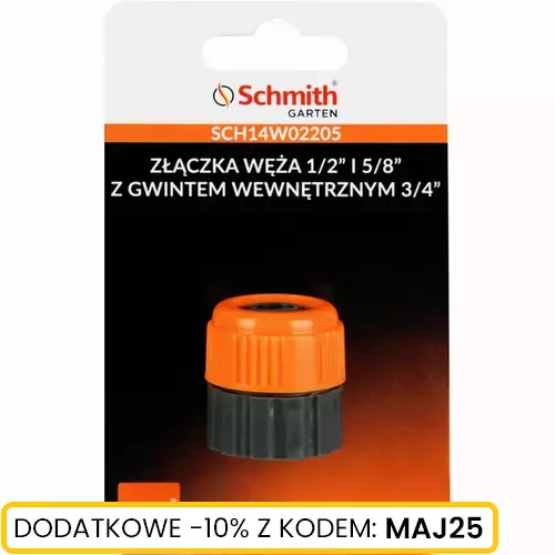 Złączka węża 1/2'' i 5/8'' z gwintem wew.3/4" Schmith
