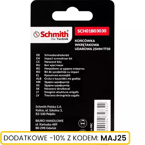 Bit udarowy Torx TT10 25mm 5SZT marki Schmith SCH01B03030