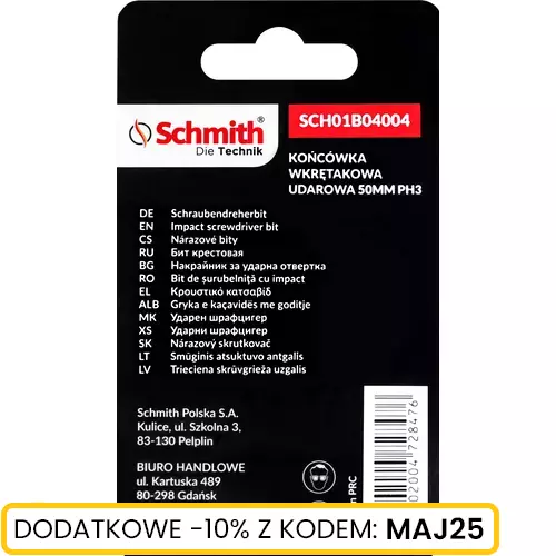 Bit udarowy PH3 50mm 2SZT marki Schmith SCH01B04004