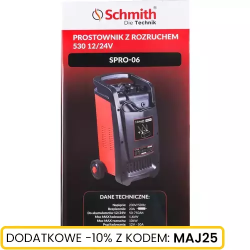 Prostownik z rozruchem 50-750Ah 12/24V marki Schmith SPRO-06 1