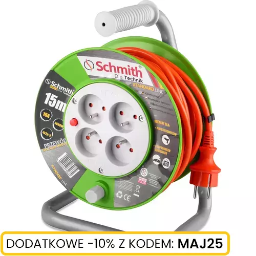 Przedłużacz bębnowy o długości 15m 3x1,5mm Stand Line