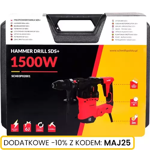 Młotowiertarka SDS+ 6J 1500W marki Schmith SCH03P02001 4