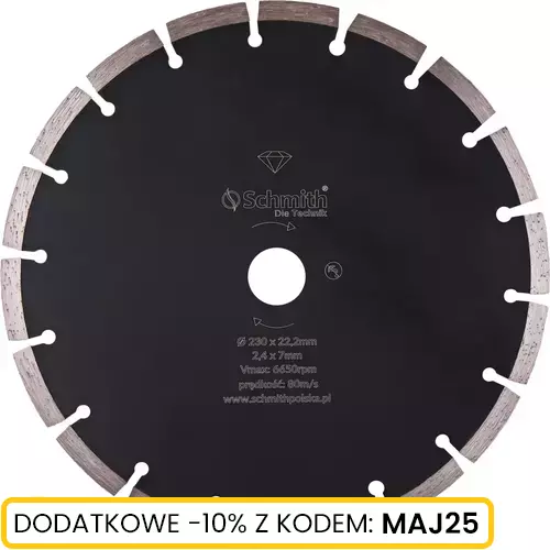 Tarcza diamentowa do materiałów ściernych i kamienia segmentowa 230x22,2x2,4 Schmith