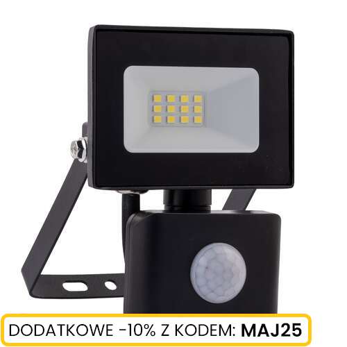 Naświetlacz LED 10W z czujnikiem ruchu czarny Schmith