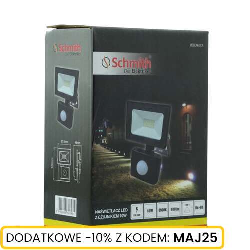 Naświetlacz LED 10W z czujnikiem ruchu czarny Schmith