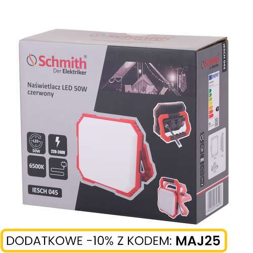 Naświetlacz LED 50W czerwony, 2x1F 230V Schmith