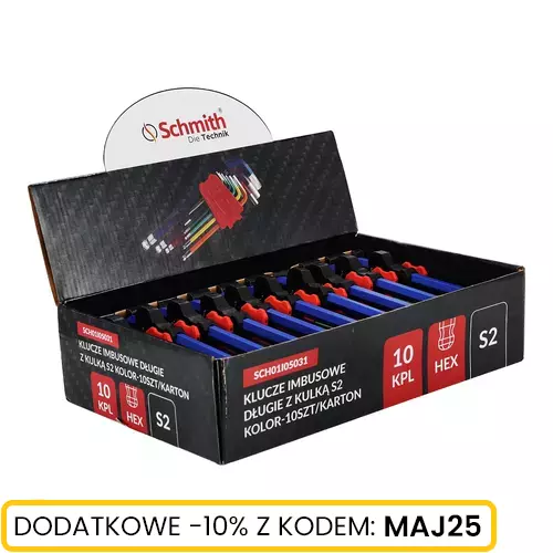 Zestaw kluczy imbus z kulką S2 długie 9 szt. Schmith